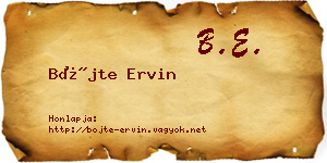 Böjte Ervin névjegykártya
