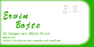 ervin bojte business card